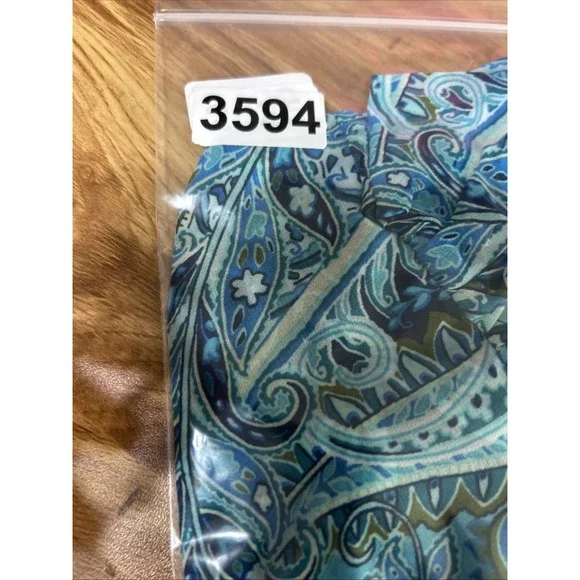 Belle Sky Women Boho Peplum Top XS Blue Teal Paisley Tie Neck Sheer Whimsy NEW - Picture 8 of 8